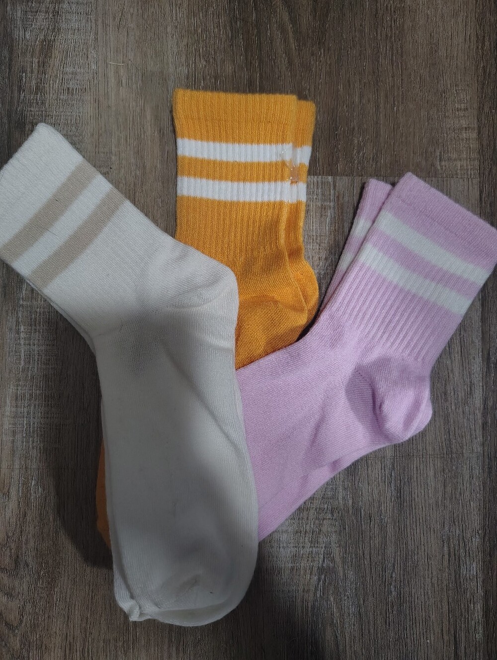Double Trouble Stripe Socks – Lilac, White ,Orange